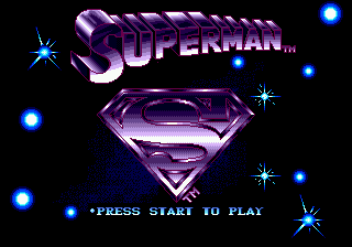 Superman title screen for Sega Genesis